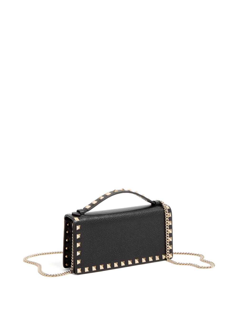 Valentino Garavani Rockstud Leather Wallet on Chain Black Black