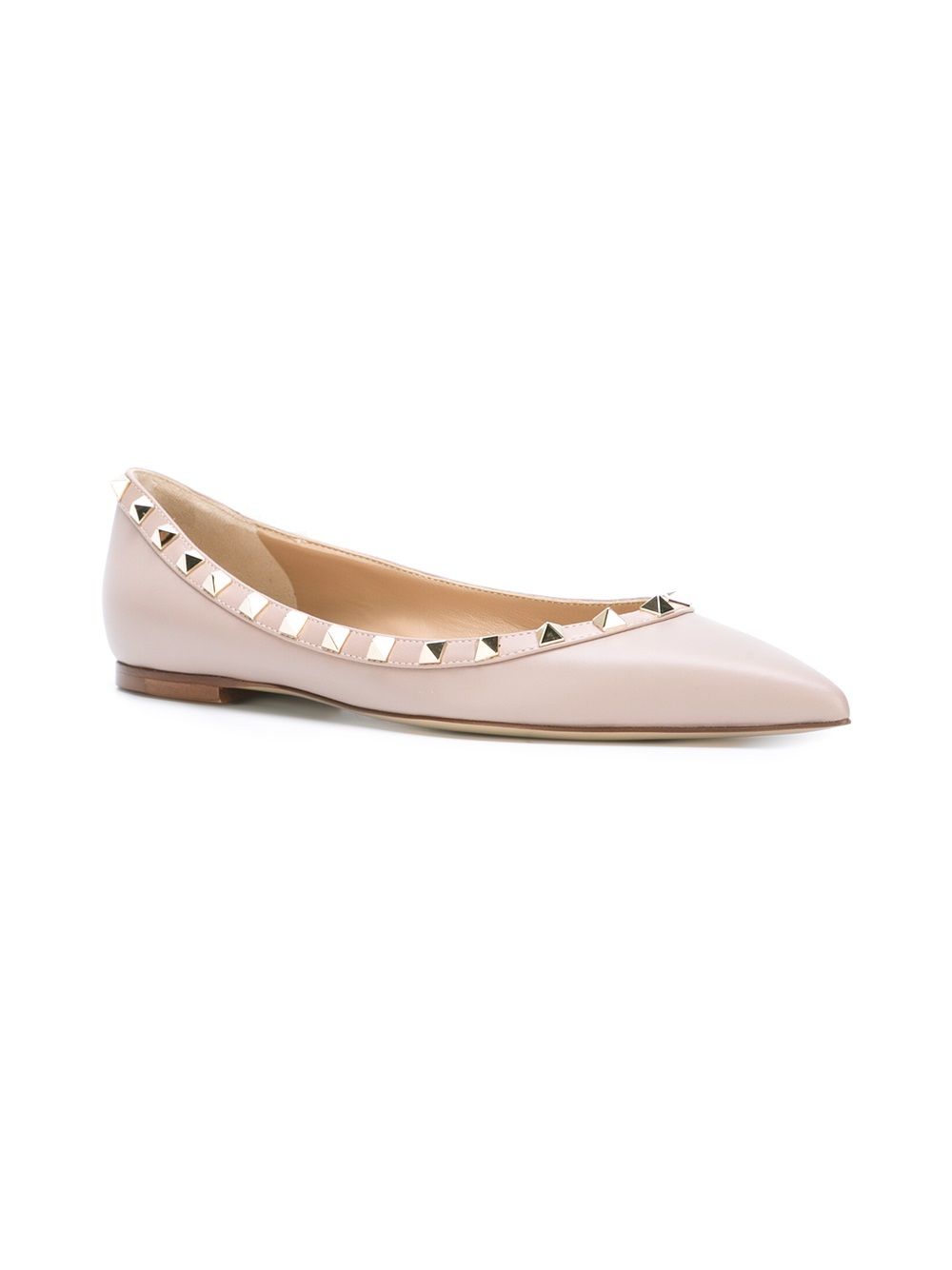 Valentino Garavani Rockstud Leather Ballet Flats Powder Pink Powder