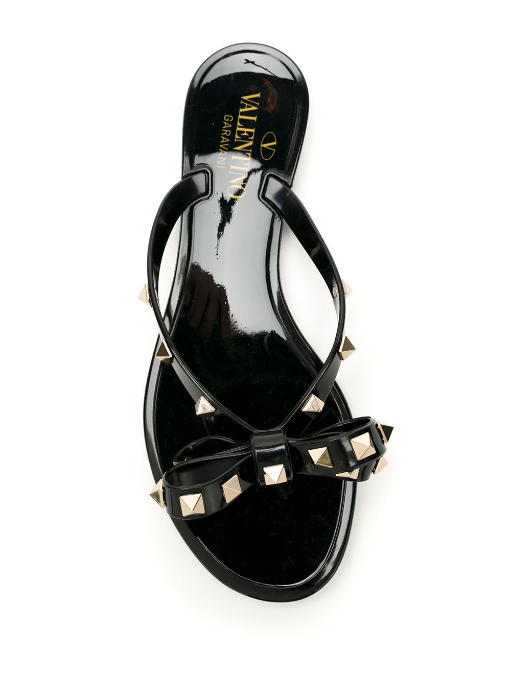 Valentino Garavani Rockstud Bow Embellished Thong Sandals Black black
