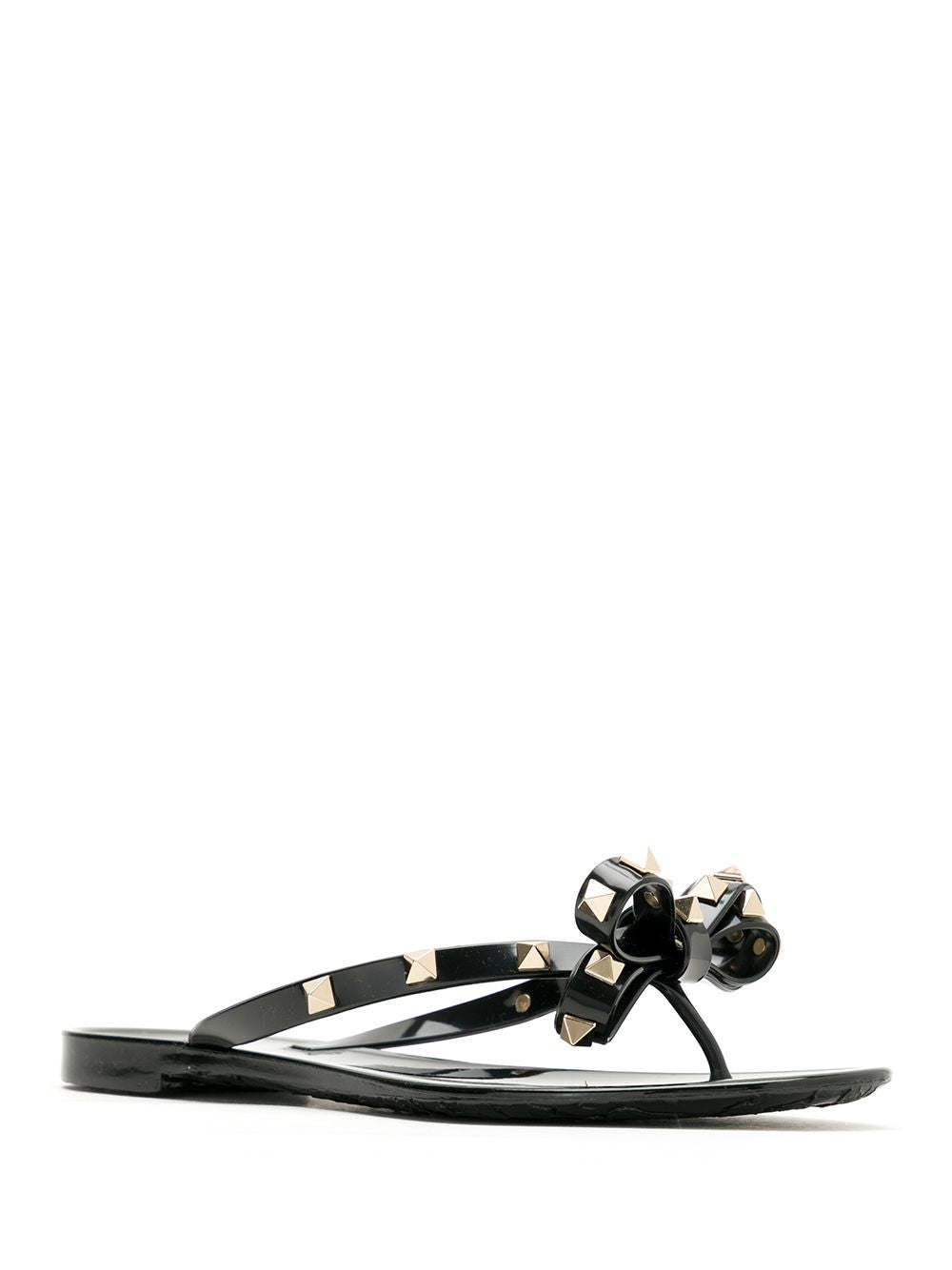 Valentino Garavani Rockstud Bow Embellished Thong Sandals Black black