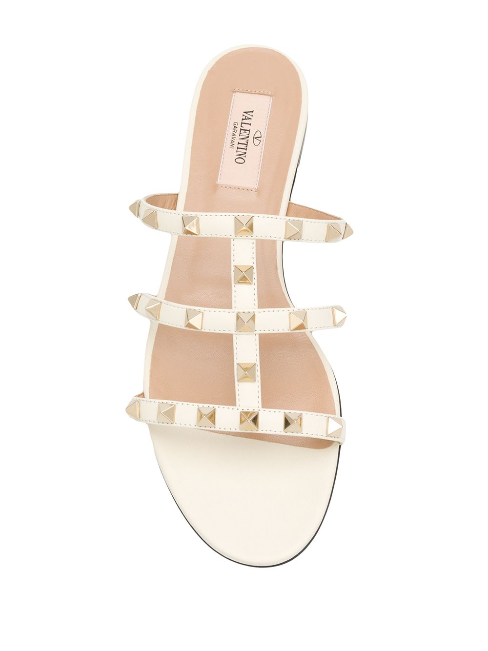 Valentino Garavani Rockstud Cage Leather Sandals Ivory