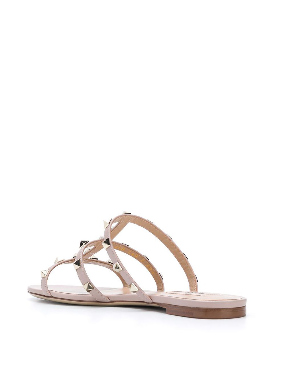 Valentino Garavani Rockstud Powder Pink Leather Flat Sandals Powder