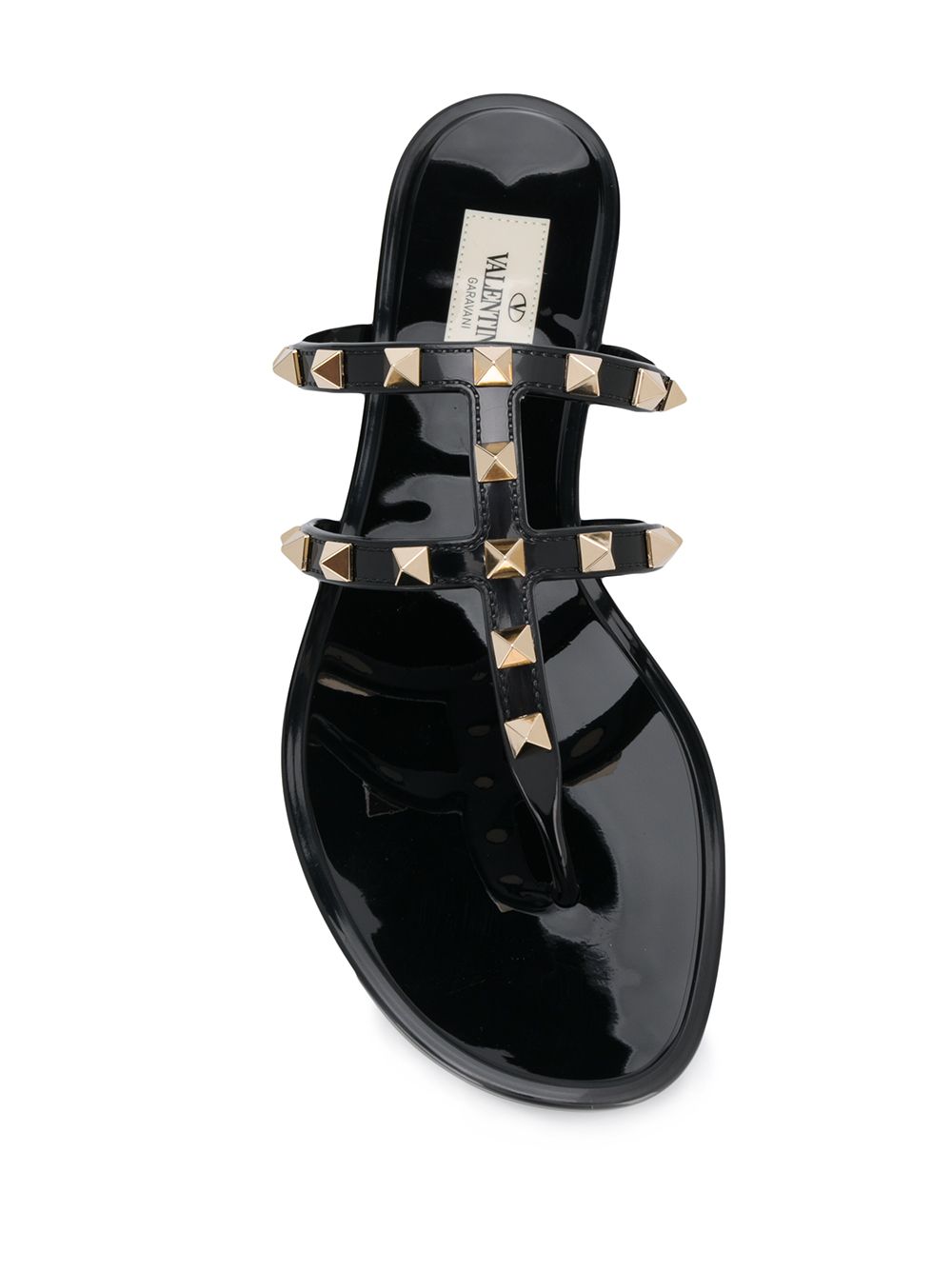 Valentino Garavani Rockstud Thong PVC Sandals Black black