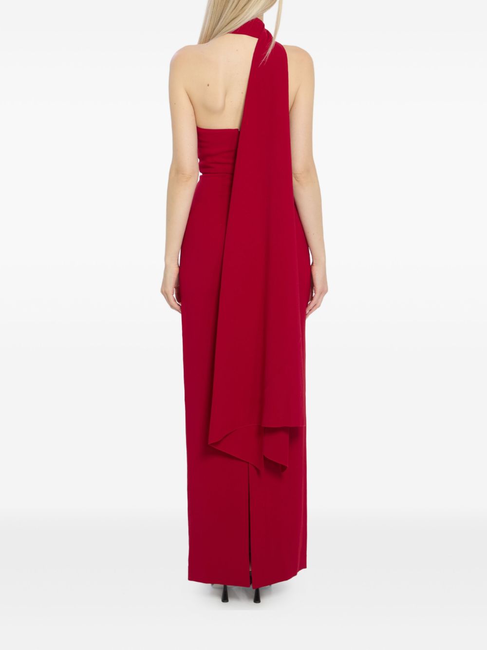 Solace London Demi Red Maxi Dress with Rear Zip and Back Slit Red