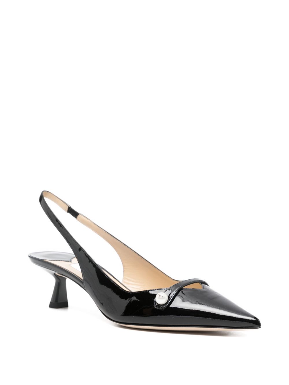 Jimmy Choo With Heel Patent Leather Slingback Pumps Black