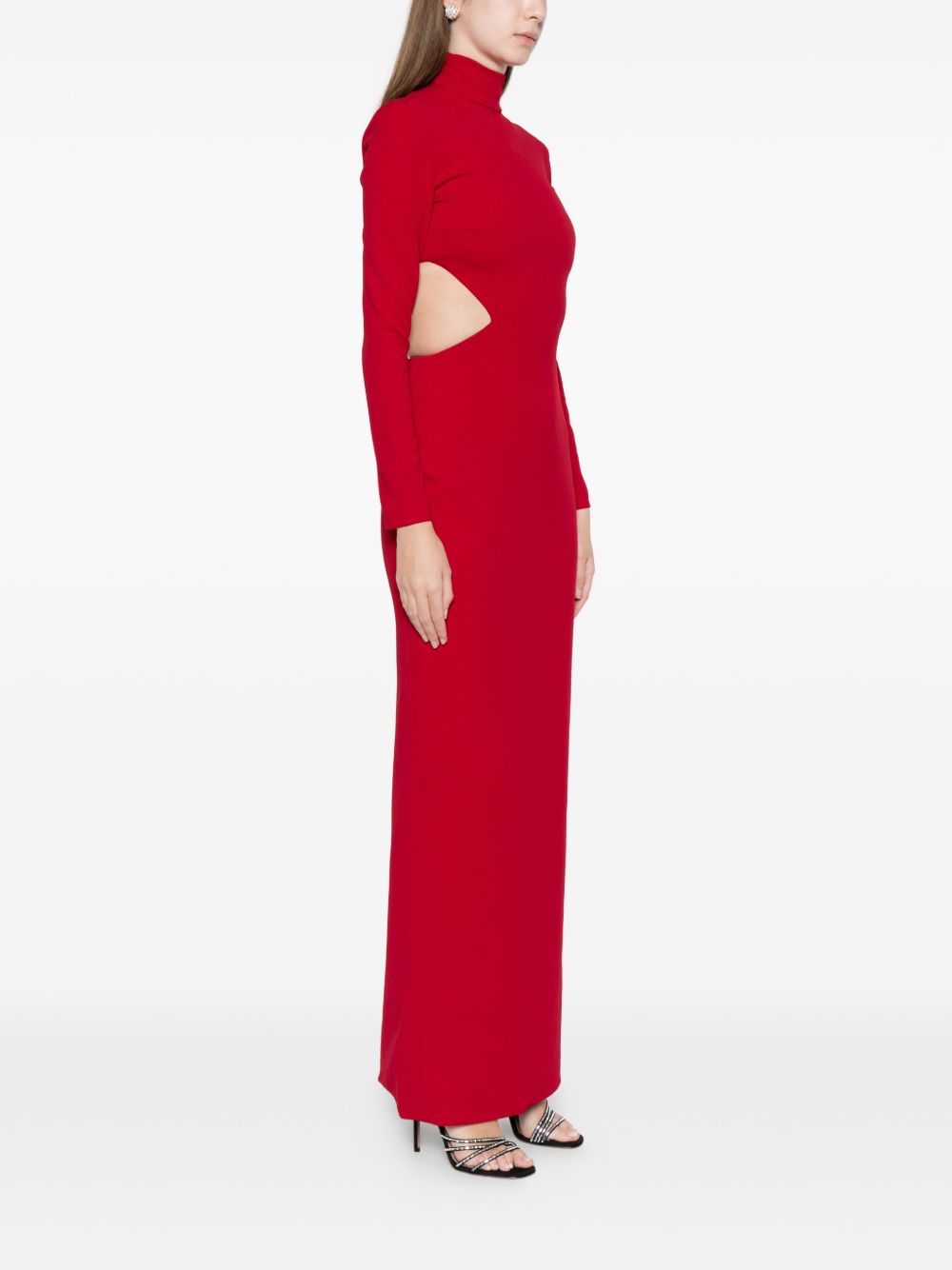 Solace London Wilma Red Mock-Neck Cut-Out Maxi Dress Red