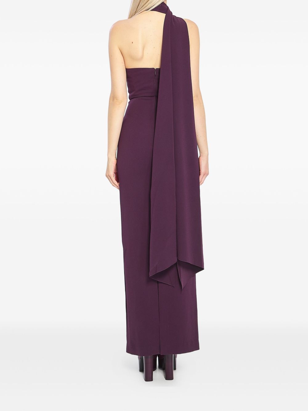 Solace London Demi Maxi Zip-Detail Slit Dress Purple