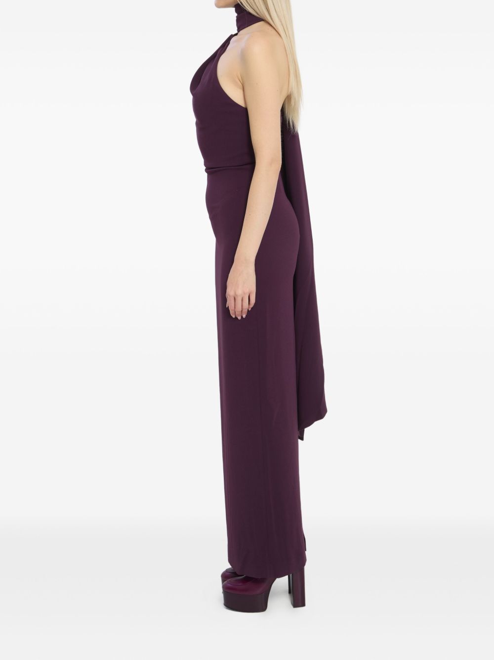 Solace London Demi Maxi Zip-Detail Slit Dress Purple
