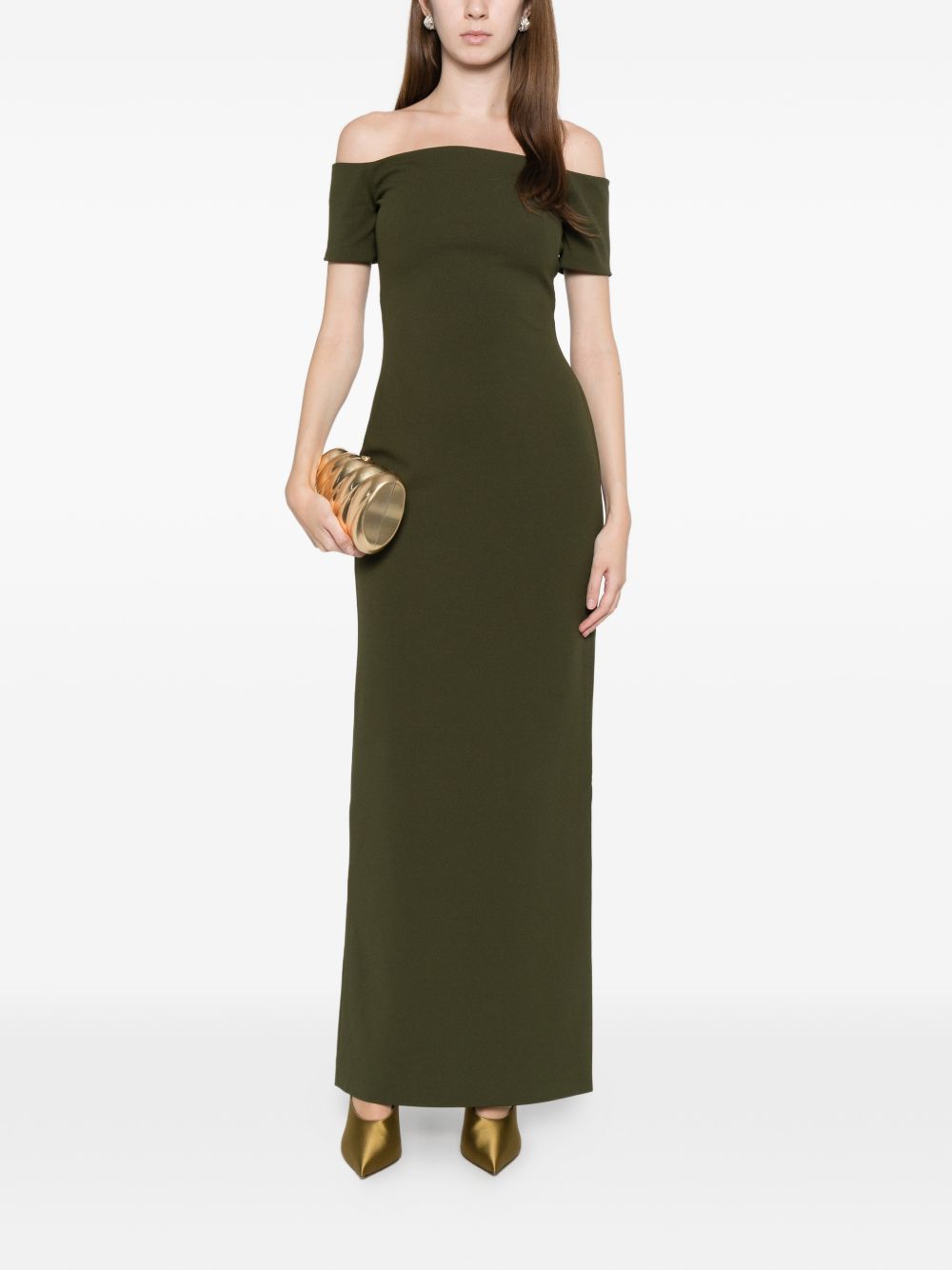 Solace London Off-Shoulder Nile Maxi Dress in Green