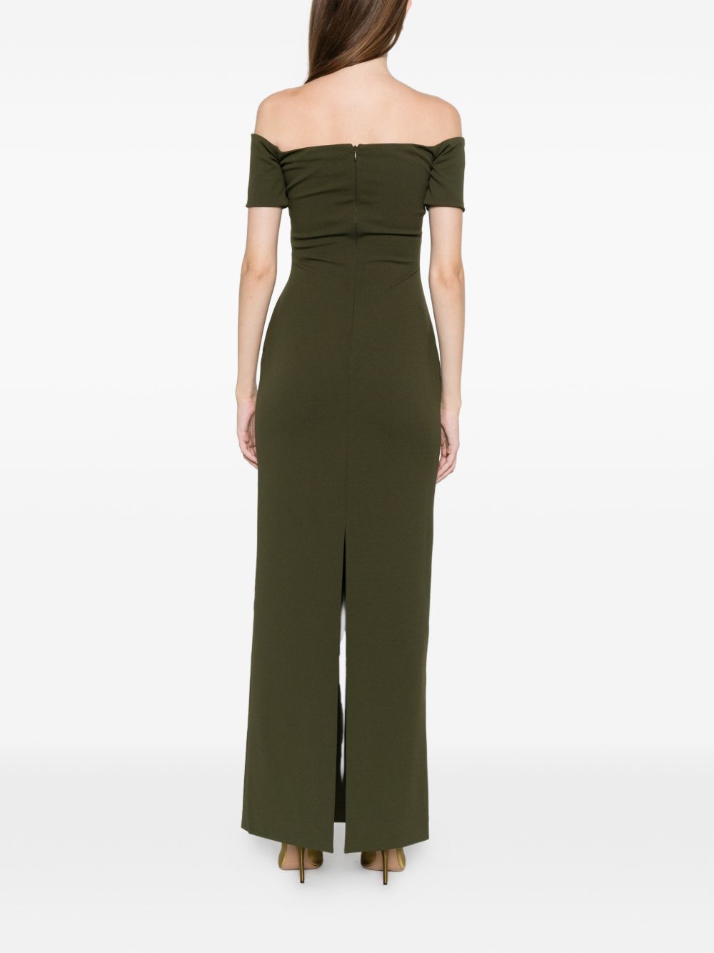 Solace London Off-Shoulder Nile Maxi Dress in Green