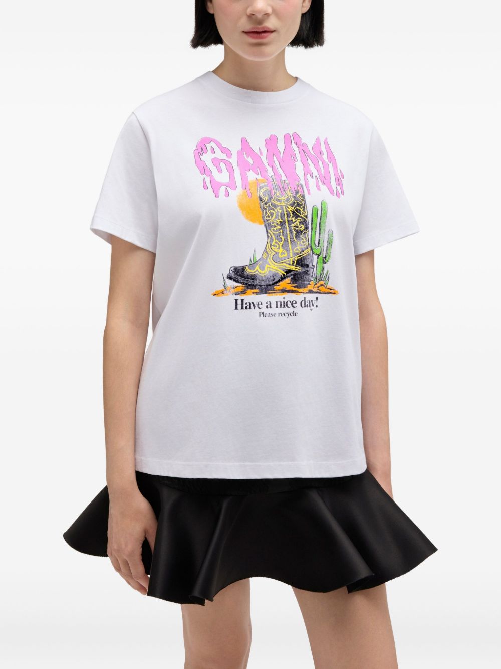 Ganni Graphic Organic Cotton T-shirt White
