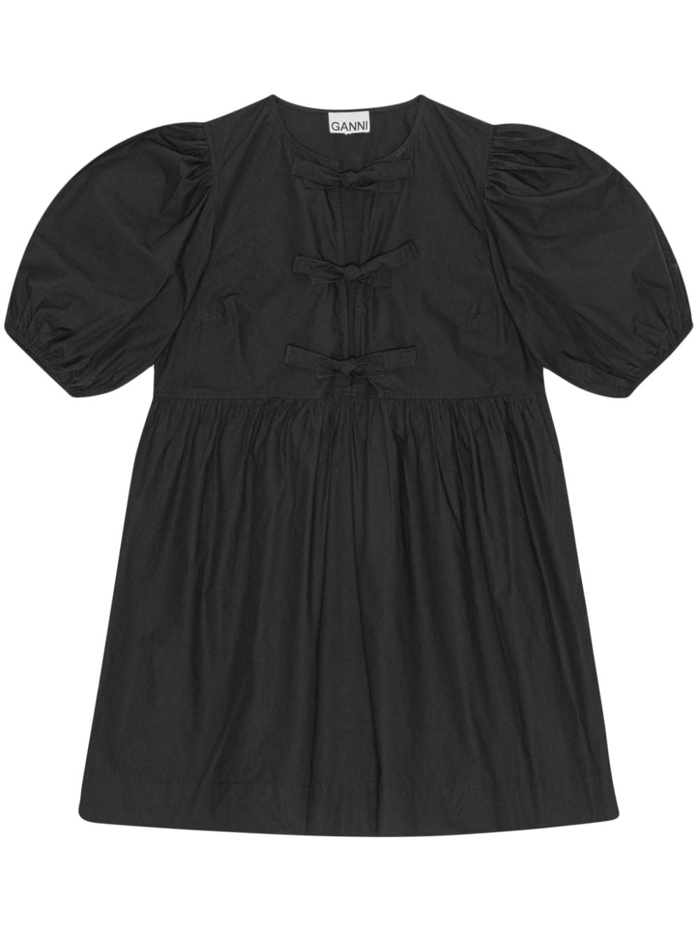 Ganni Poplin Organic Cotton Mini Dress Black