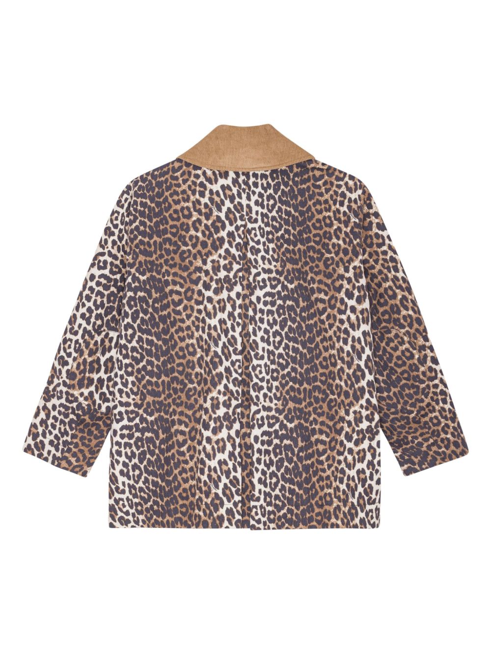 Ganni Animal Print Organic Cotton and Hemp Jacket Brown Brown