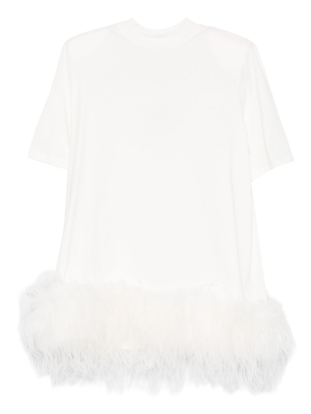 The Attico Feather-Trim Cotton Mini Dress White