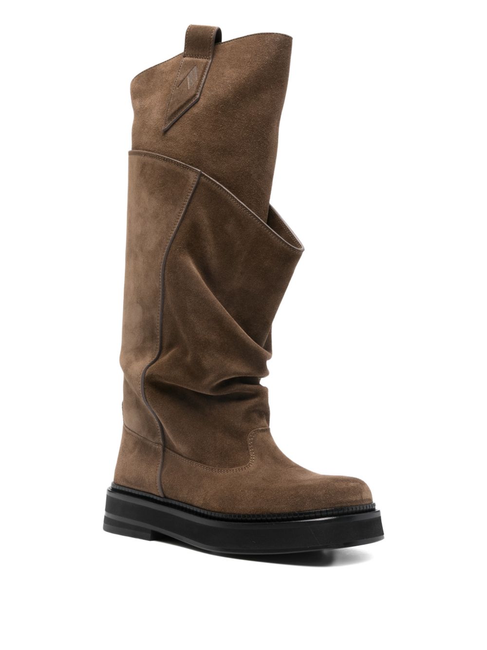 The Attico Passeggiata Knee-High Suede Boots Brown