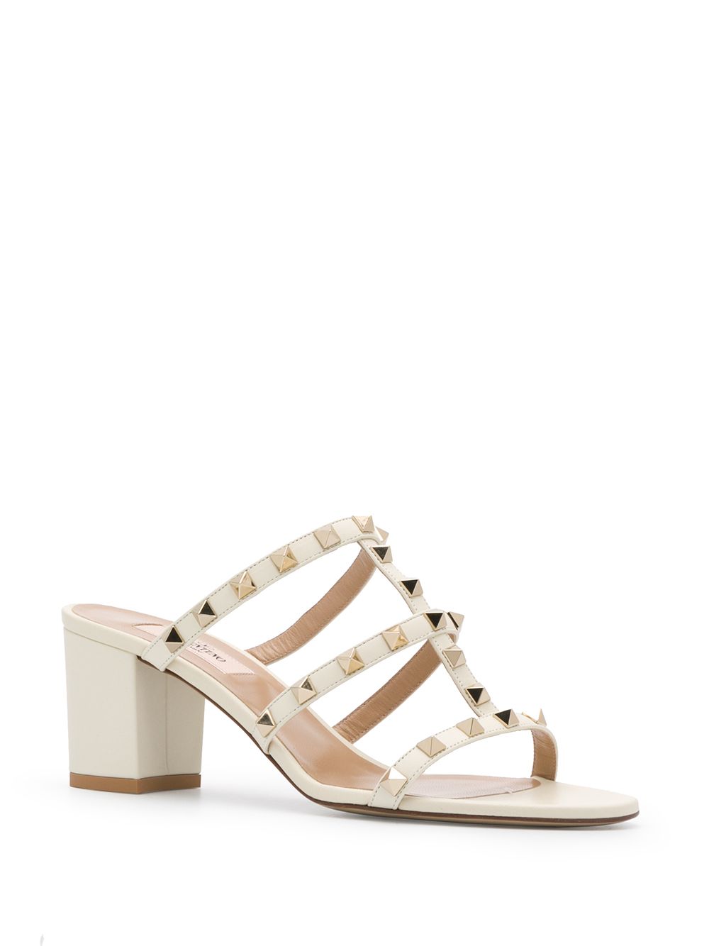 Valentino Garavani Rockstud Ivory Leather Sandals Ivory