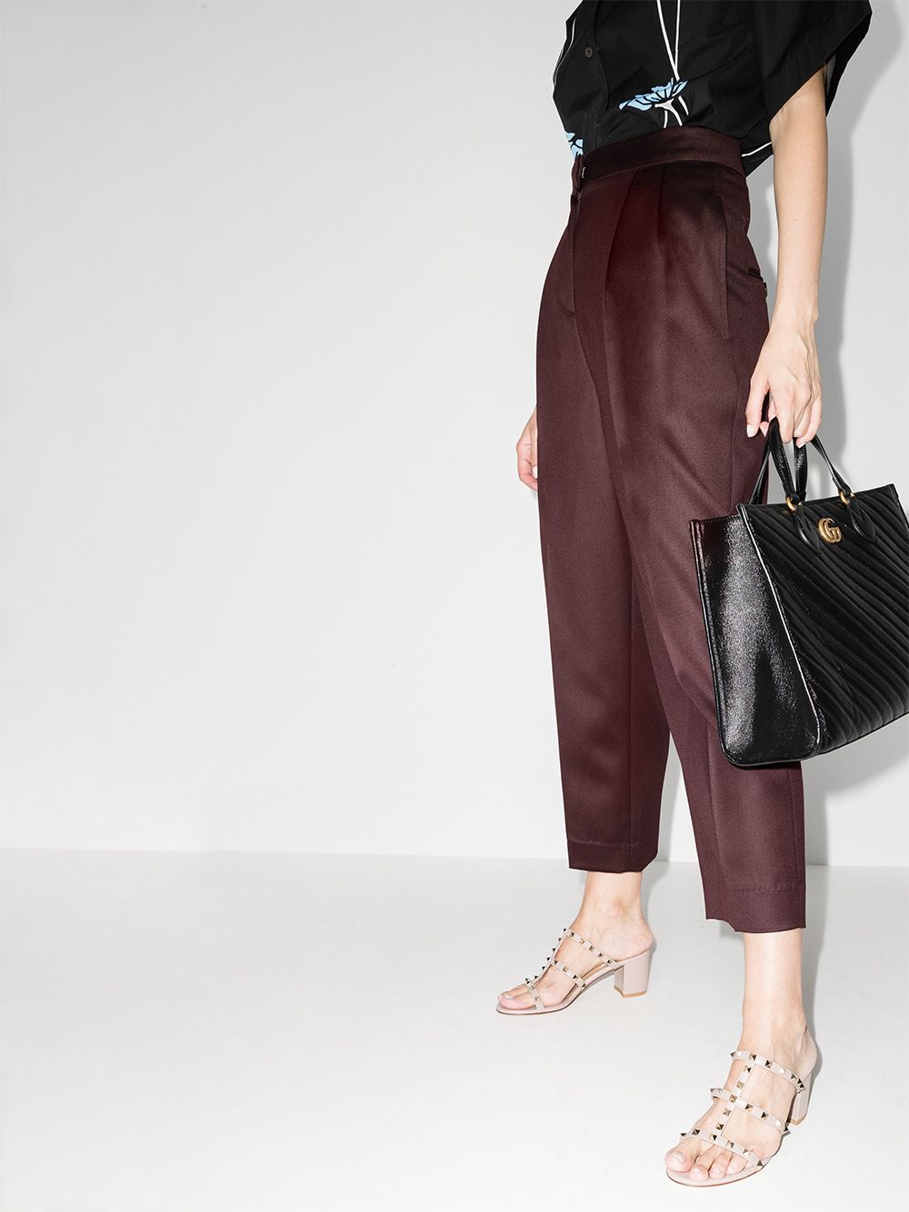 Valentino Garavani Rockstud Caged Block Heel Sandals Powder Pink Powder