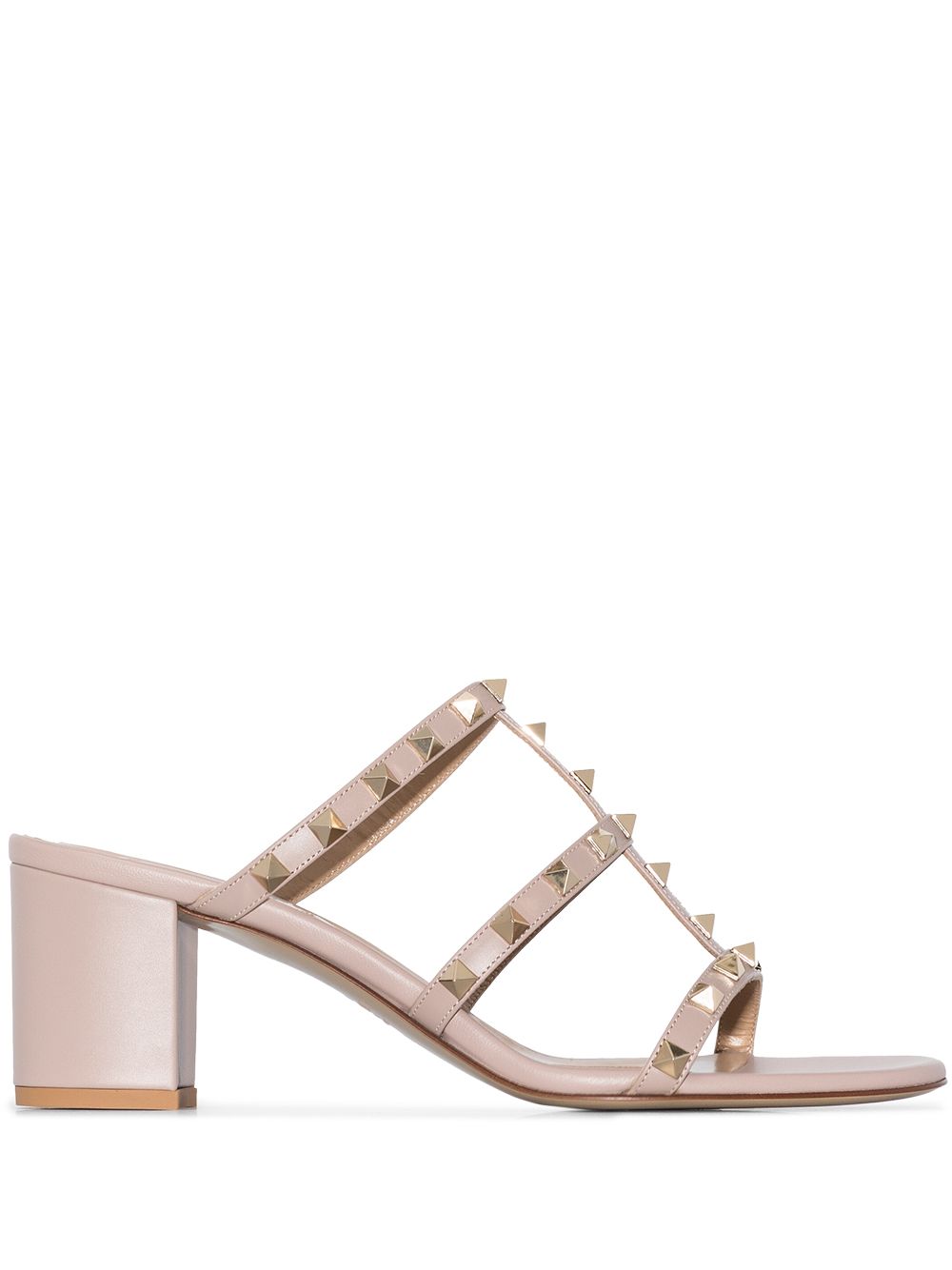 Valentino Garavani Rockstud Caged Block Heel Sandals Powder Pink Powder