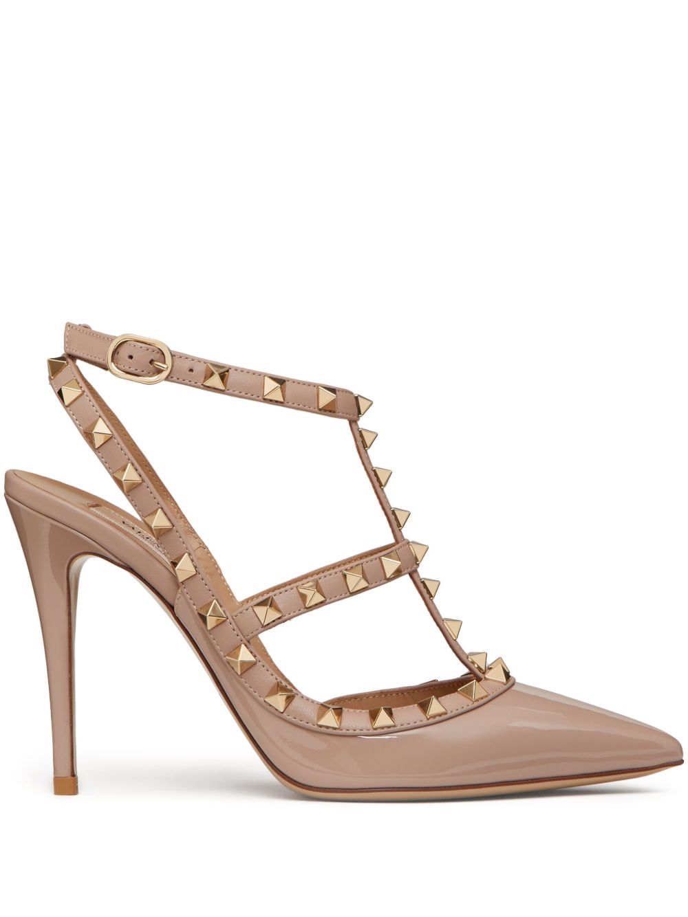 Valentino Garavani Rockstud 100mm Patent Leather Pumps Powder