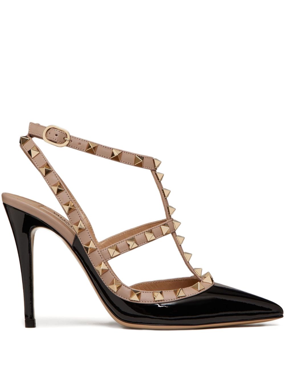 Valentino Garavani Rockstud Patent Leather Caged Pumps Black