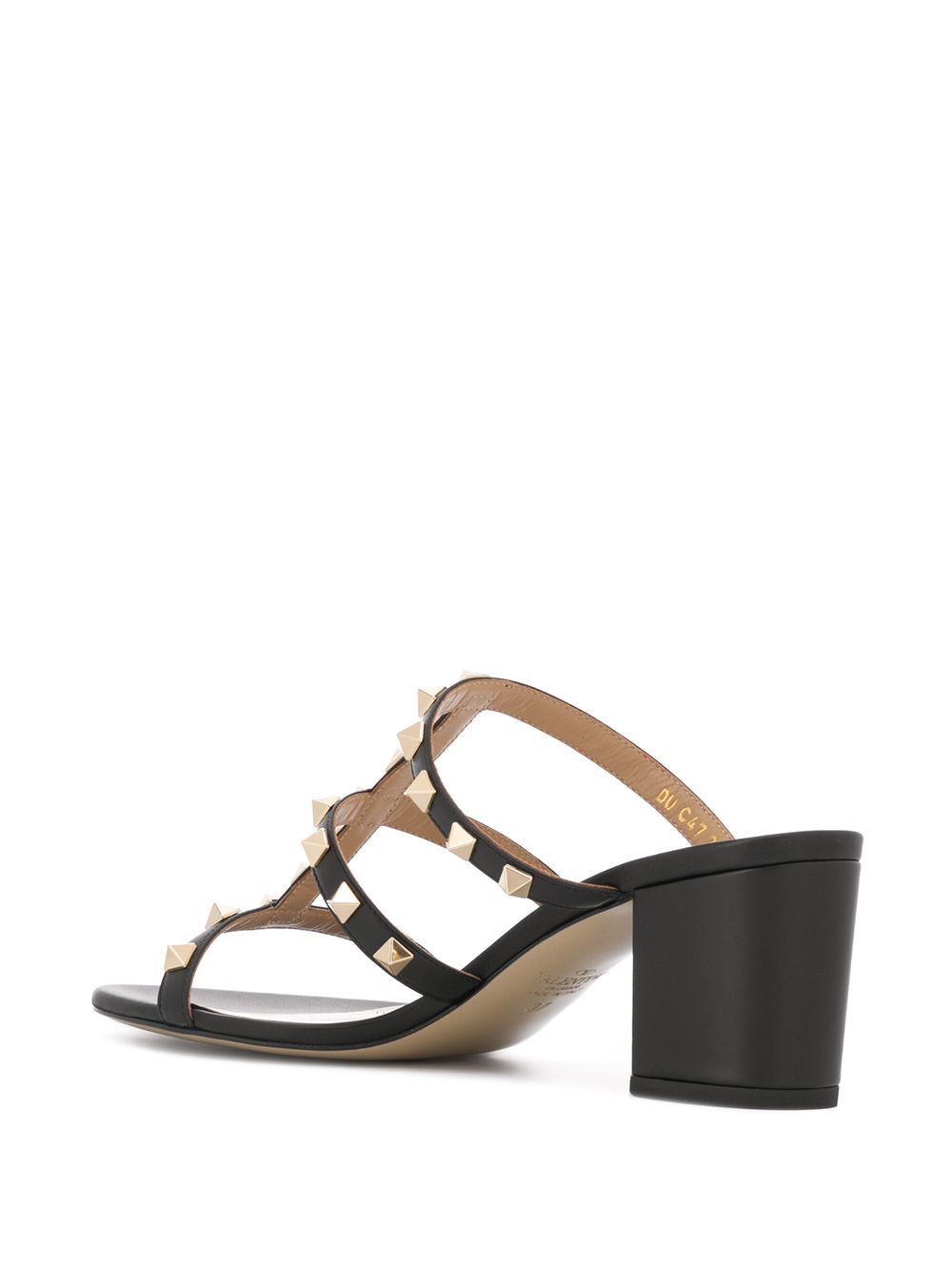 Valentino Garavani Rockstud Caged Block-Heel Leather Sandals Black