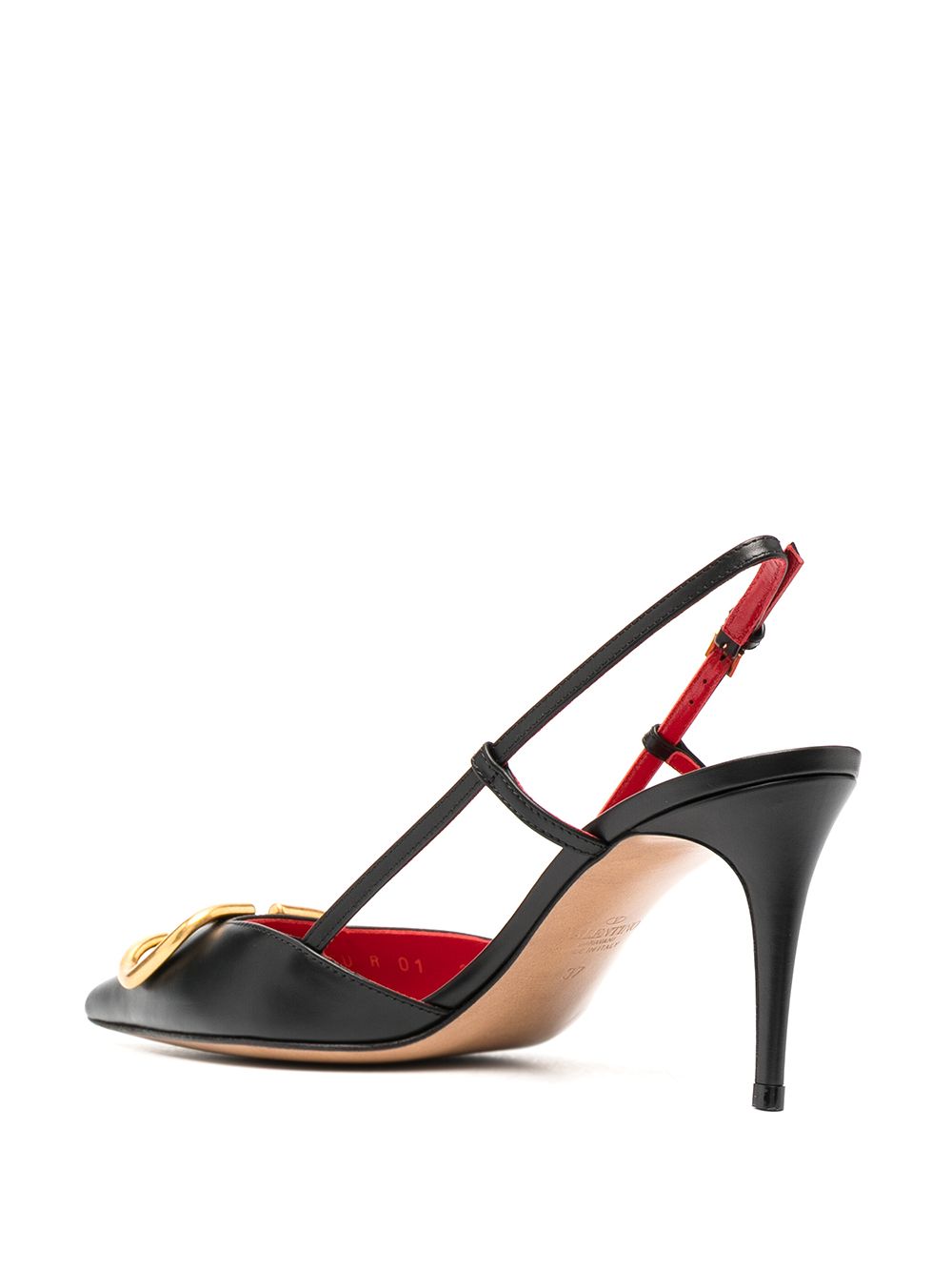 Valentino Garavani VLogo Signature Black Leather Slingback Pumps With Heel Black
