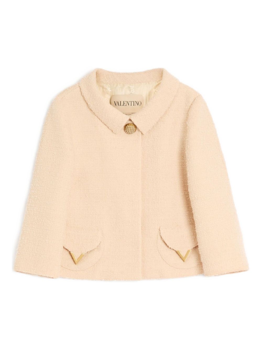 Valentino VLogo Signature Wool Jacket in Beige with Button Detailing Beige