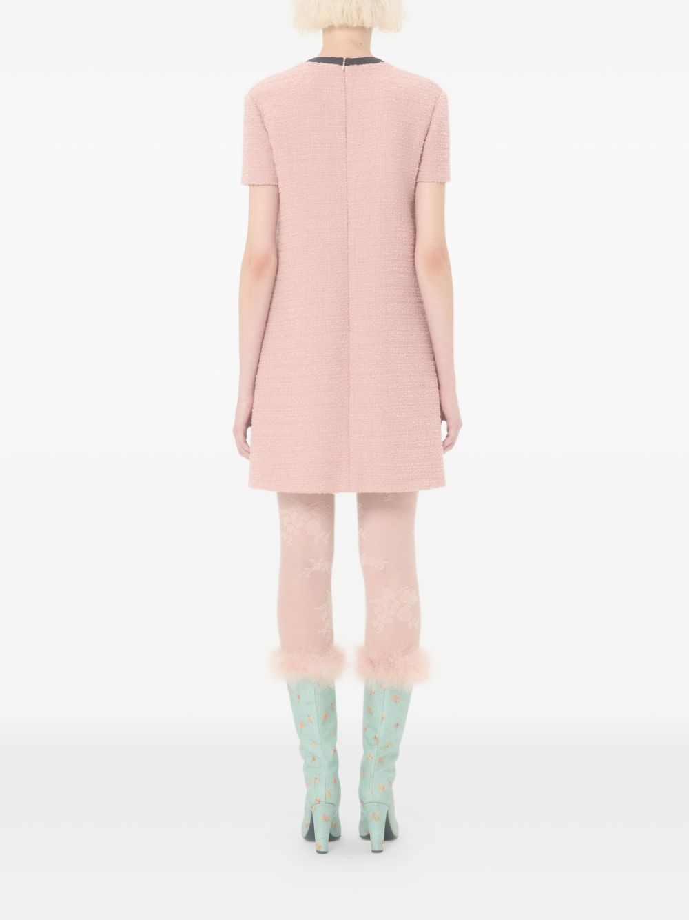 Valentino Light Pink Wool Mini Dress with Brow Detail Pink