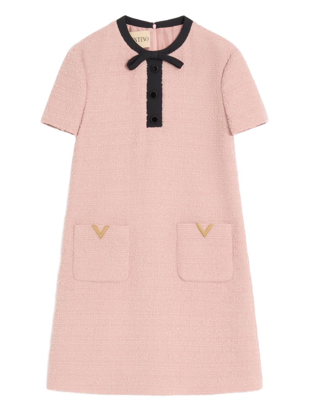 Valentino Light Pink Wool Mini Dress with Brow Detail Pink