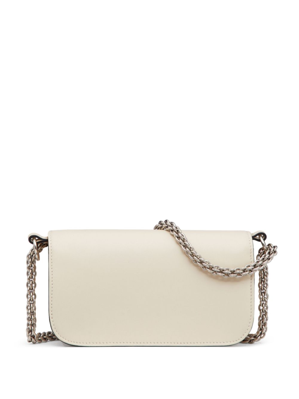 Valentino Garavani Locò Small VLogo Crystal-Embellished Leather Shoulder Bag Ivory