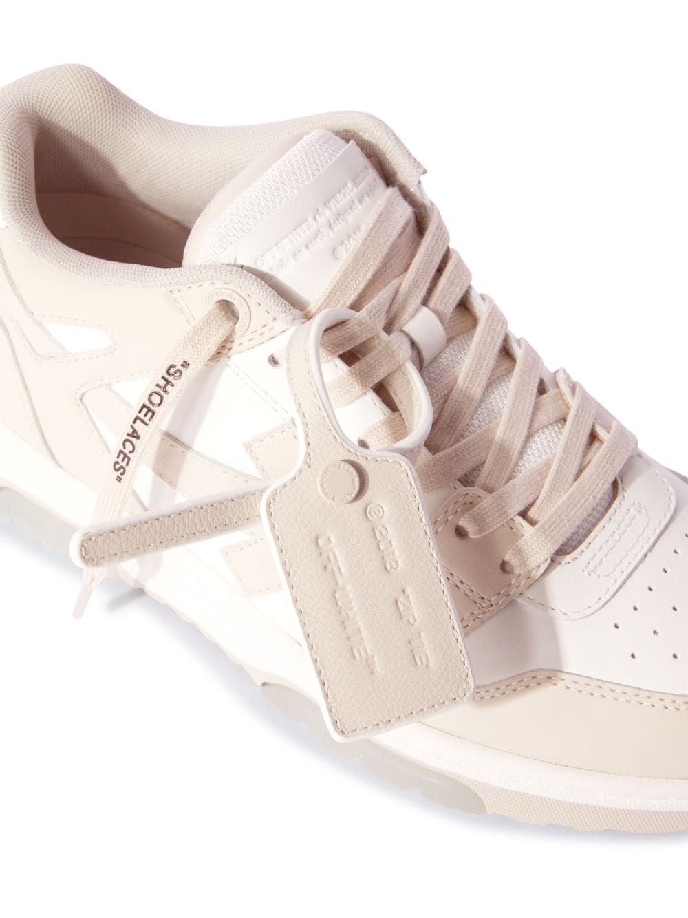 Off White Out Of Office Silk & Nylon Leather Sneakers Beige