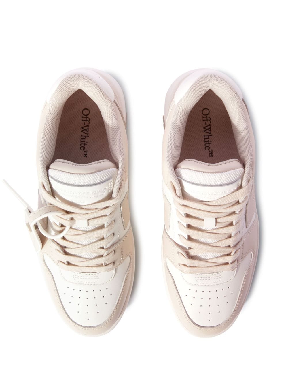 Off White Out Of Office Silk & Nylon Leather Sneakers Beige