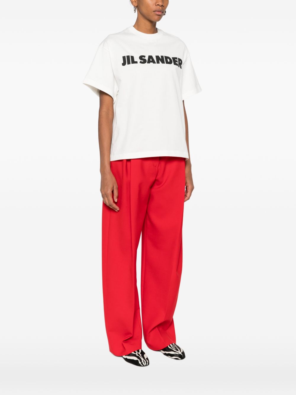 Jil Sander Logo Cotton Crewneck T-shirt White
