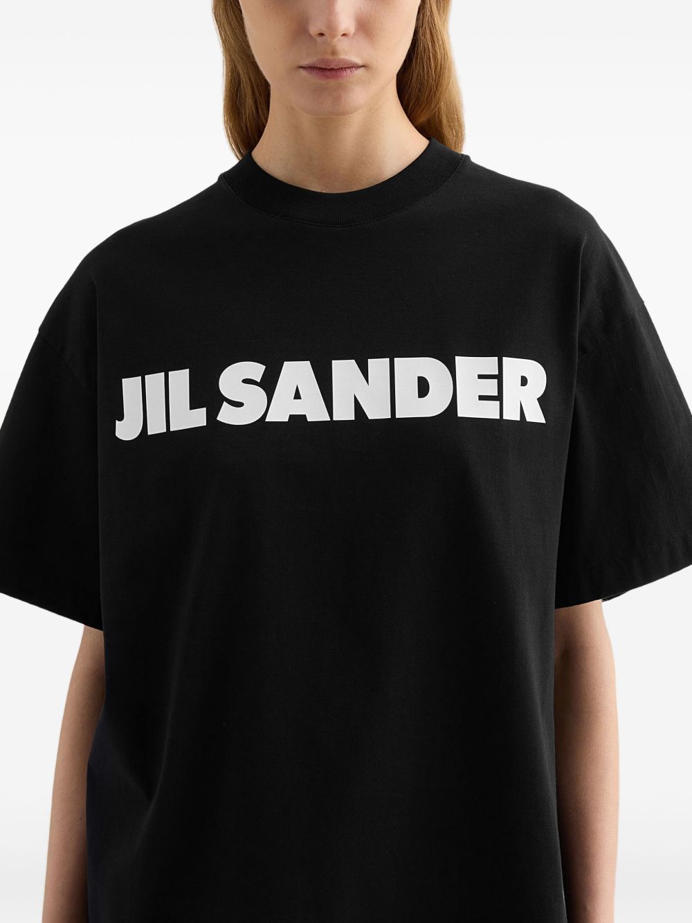 Jil Sander Logo Cotton Crewneck T-Shirt Black
