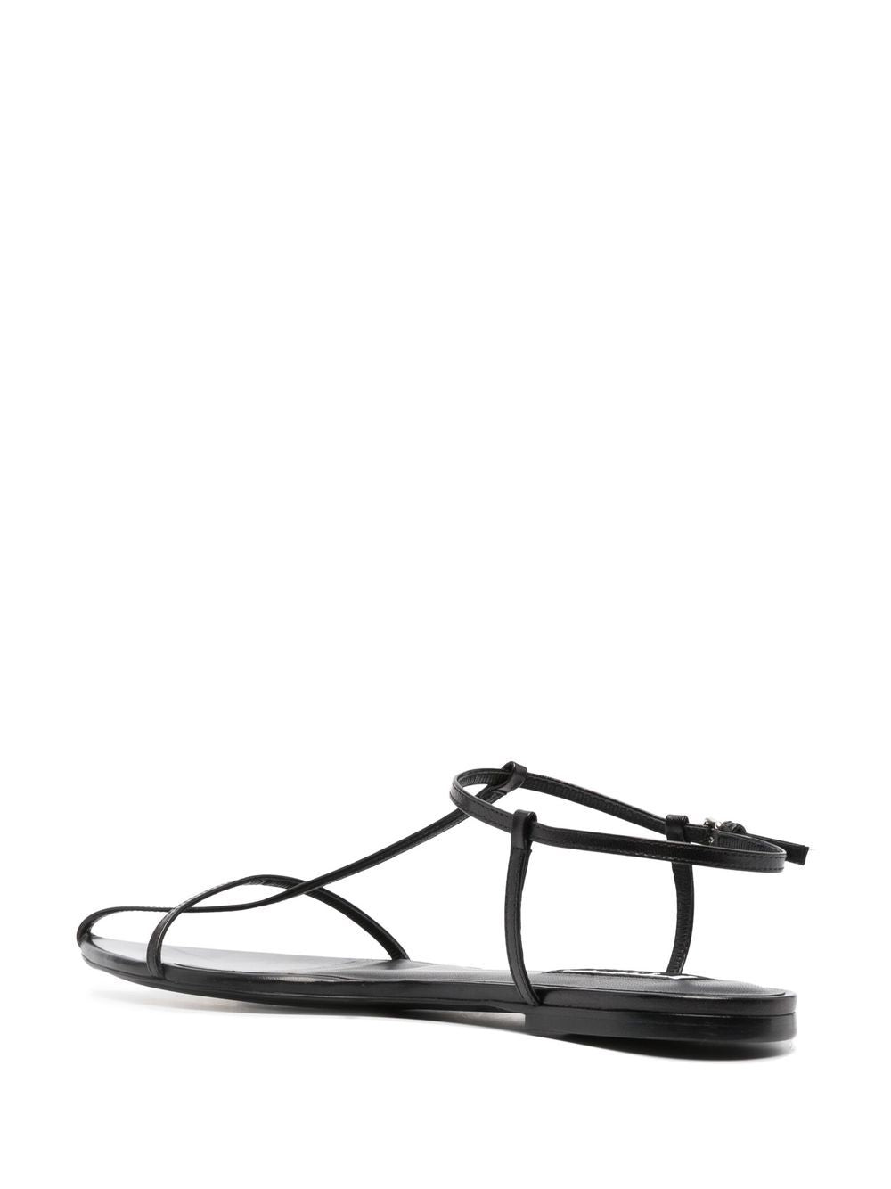 Jil Sander Pointed Toe Leather T-Bar Sandals Black