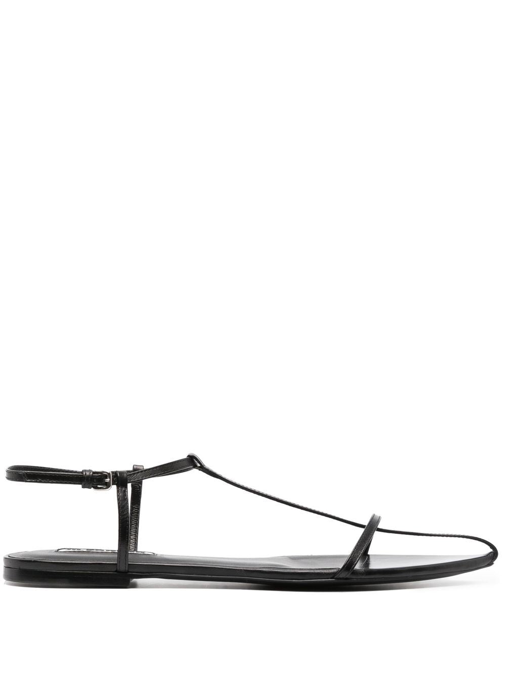 Jil Sander Pointed Toe Leather T-Bar Sandals Black