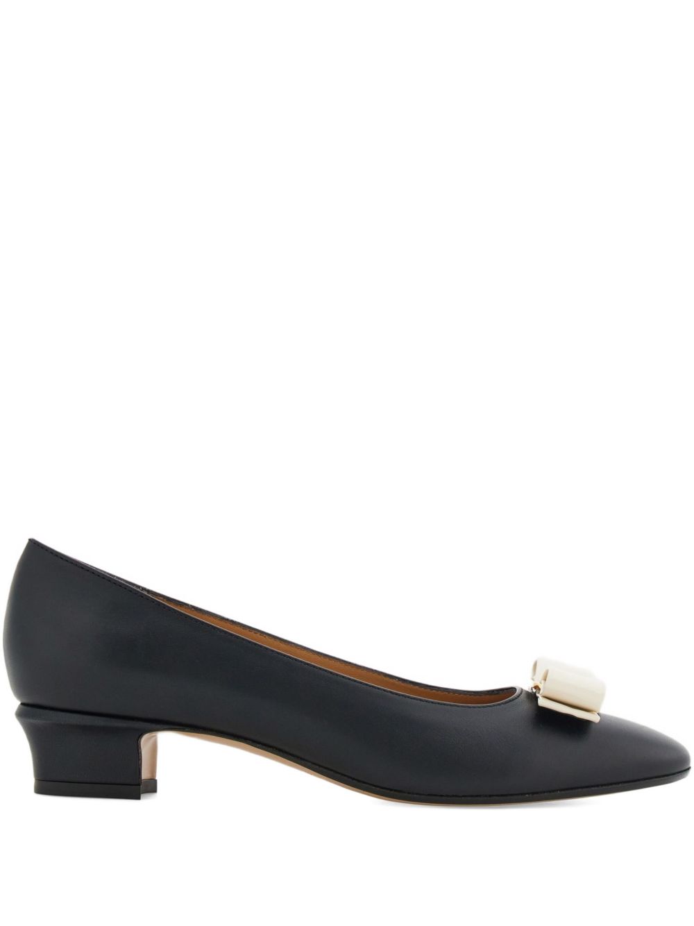 Ferragamo Vara Silk-Nylon Leather Pumps Black
