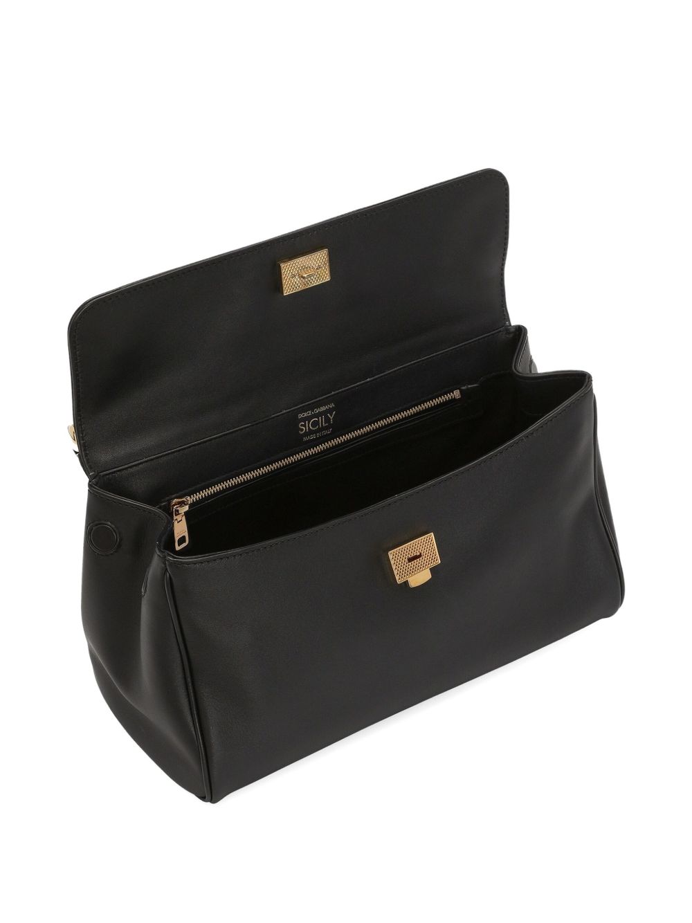 Dolce & Gabbana My Sicily Leather Handbag Black