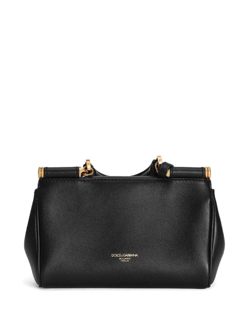 Dolce & Gabbana My Sicily Leather Shoulder Bag Black