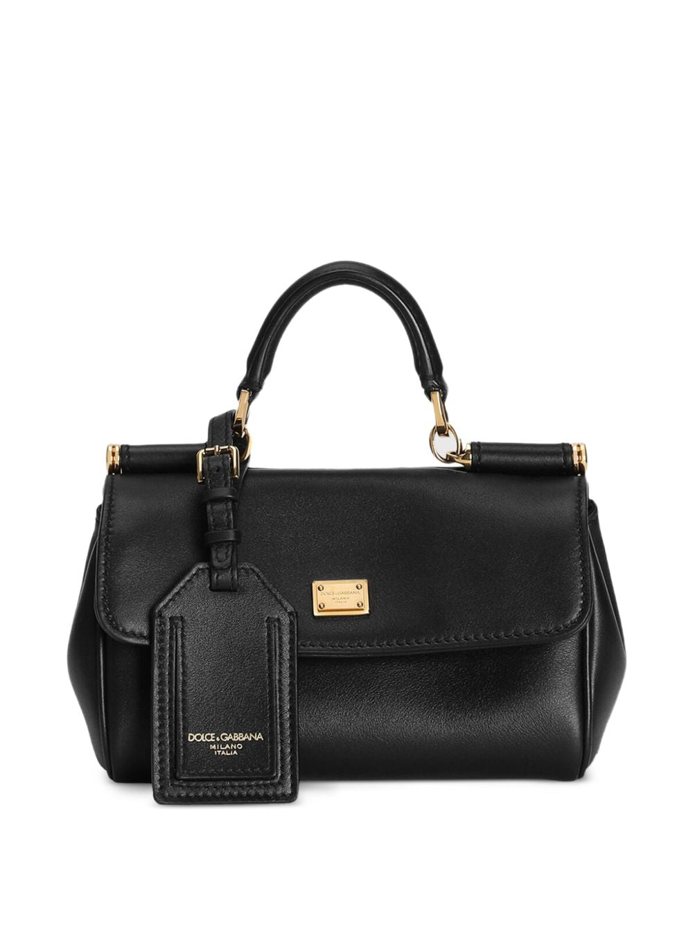 Dolce & Gabbana My Sicily Leather Shoulder Bag Black