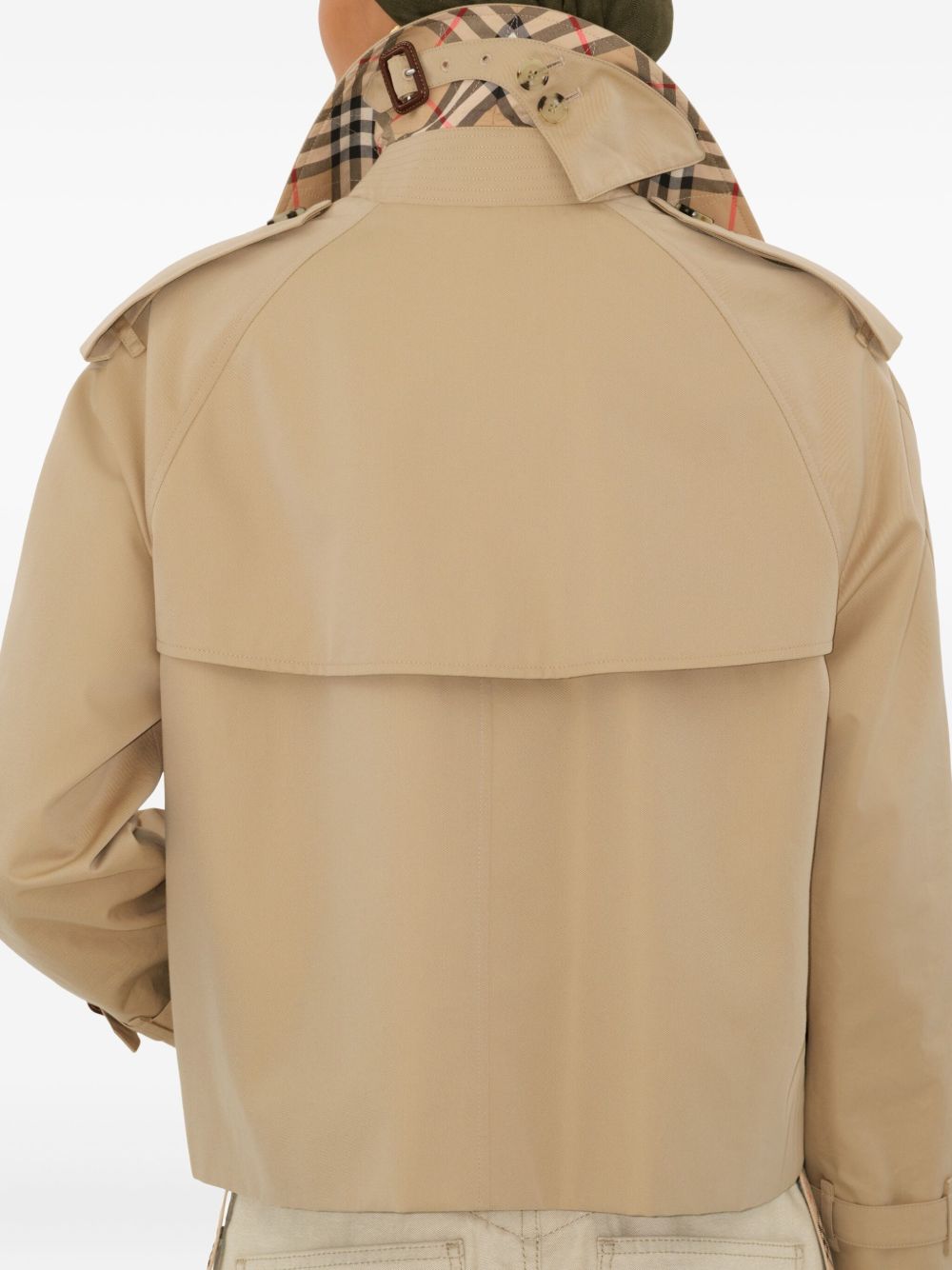 Burberry Cropped Cotton Trench Coat Beige