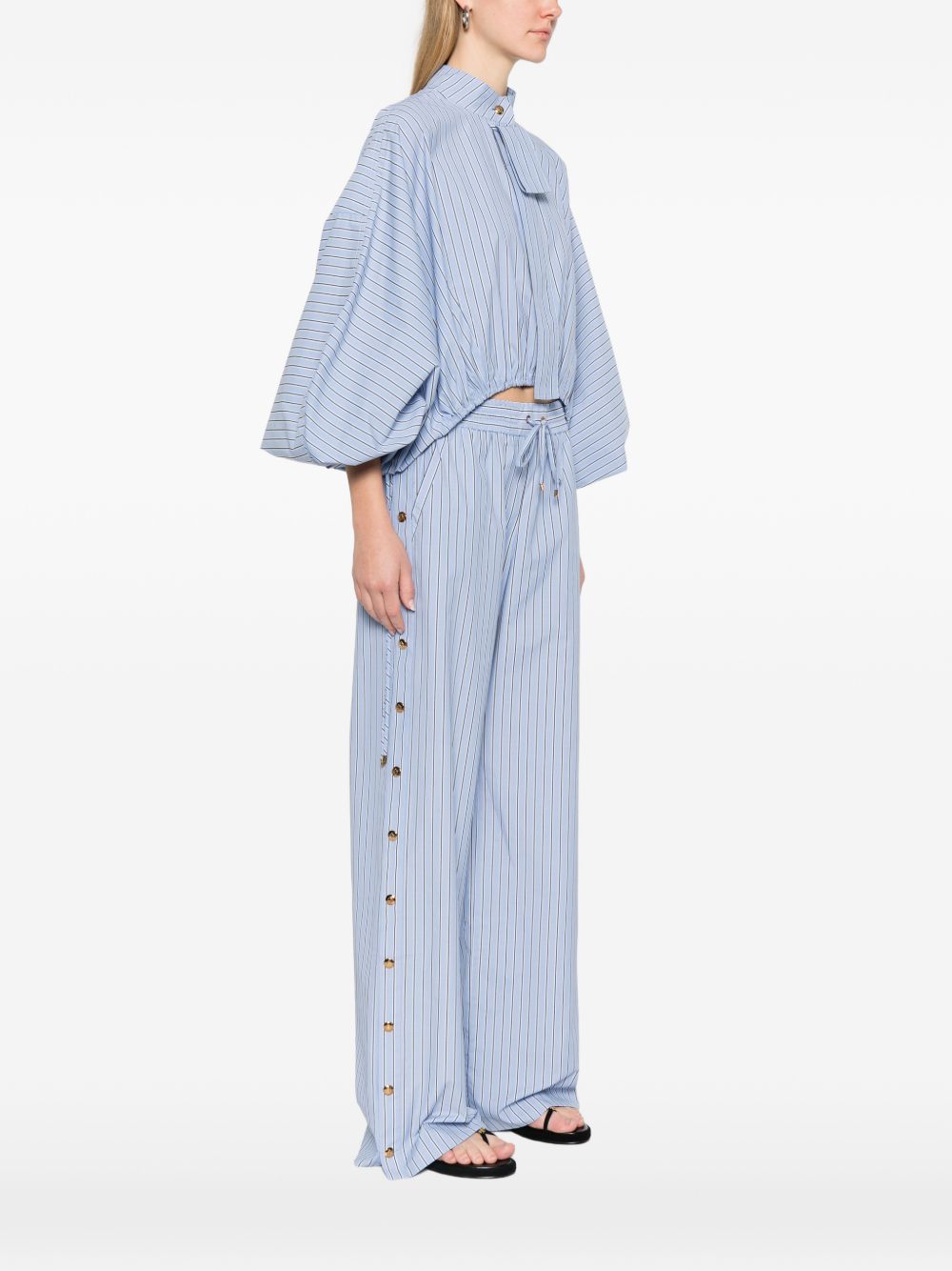 Zimmermann Striped Mandarin Denim Blouse Clear Blue