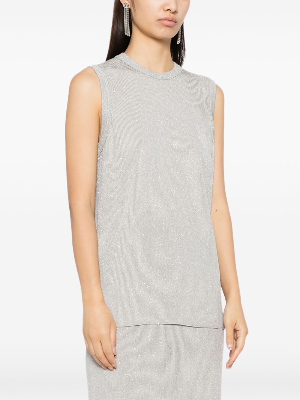 Tom Ford Sequined Sleeveless Top Silver
