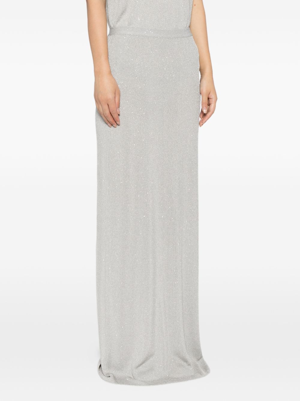 Tom Ford Sequined Long Skirt Silver