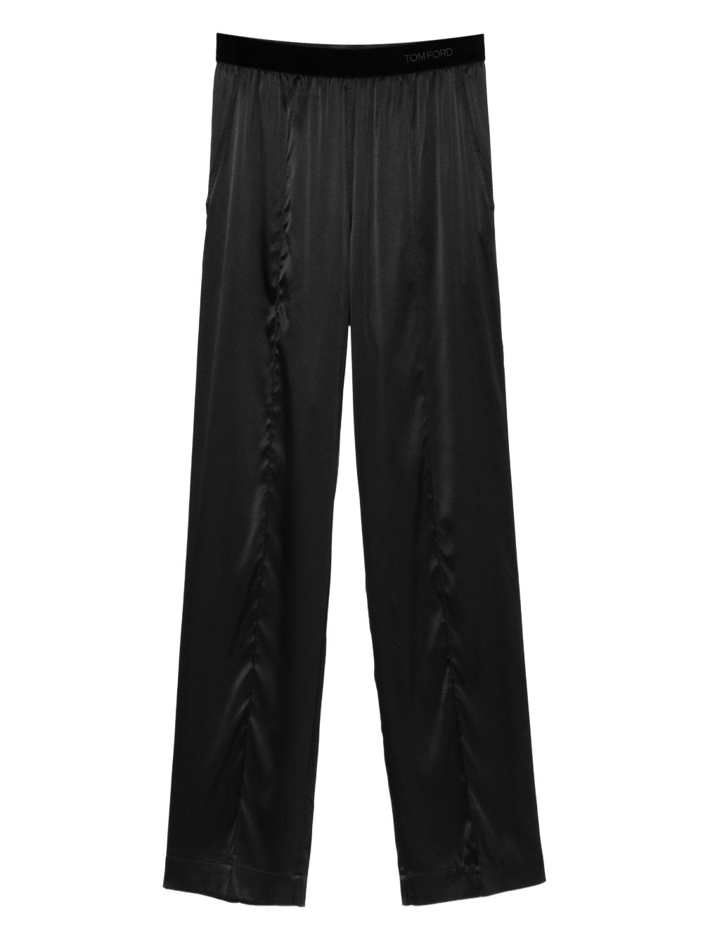 Tom Ford Velvet Waistband Silk Trousers Black