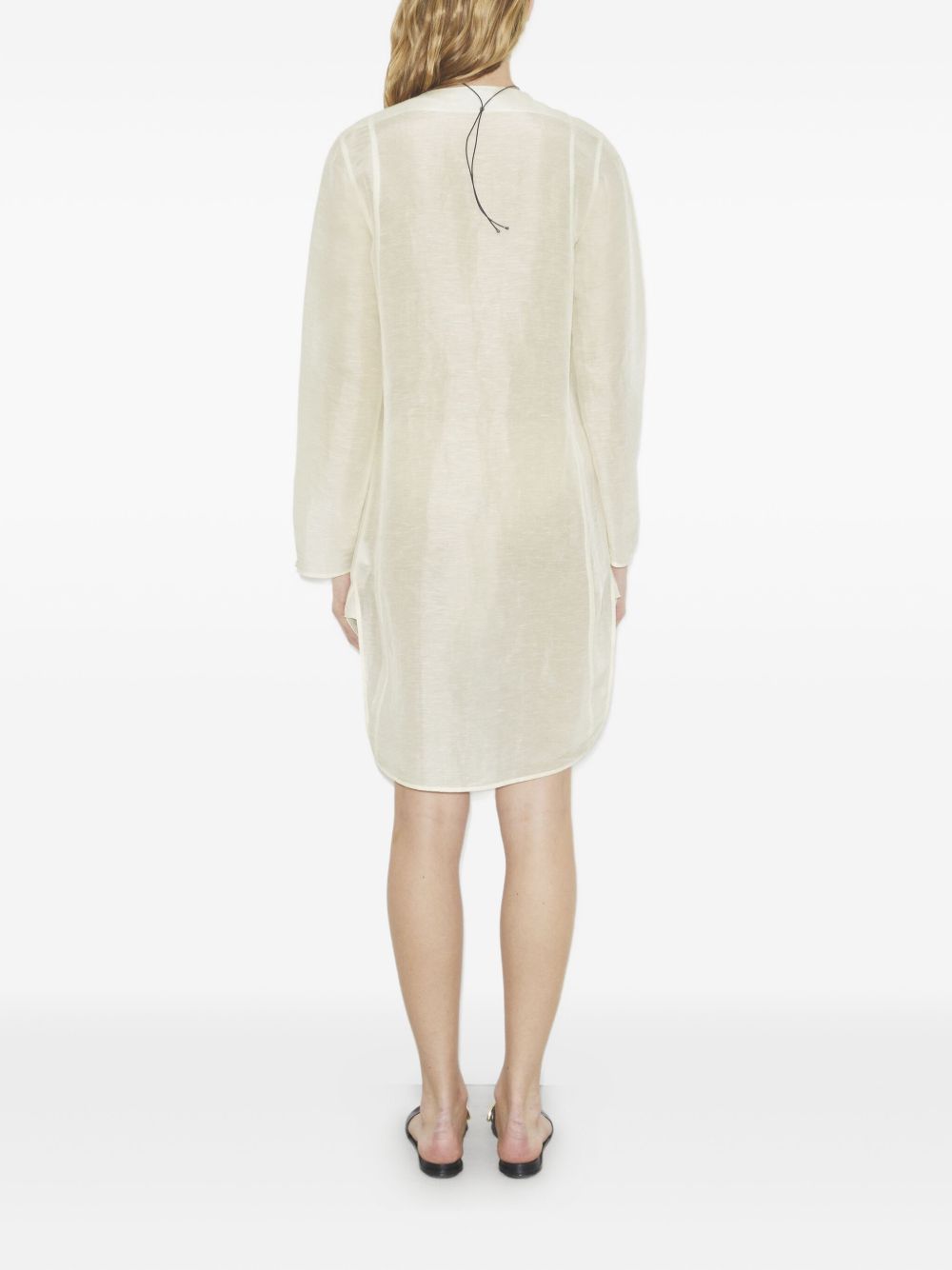 Tory Burch Pleated Linen Silk Tunic Ivory