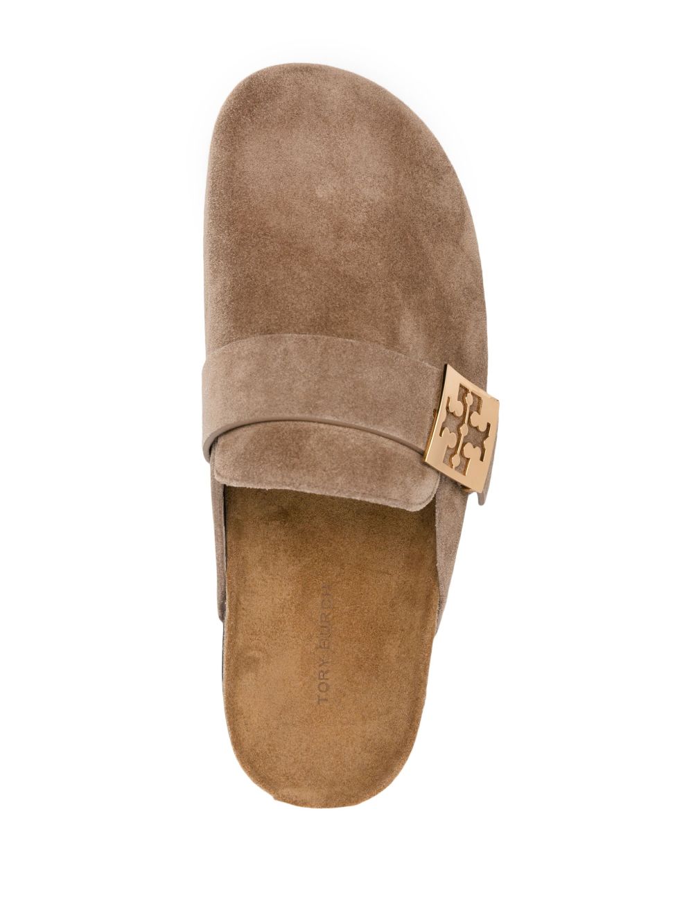 Tory Burch Double T Suede Flat Sandals Grey
