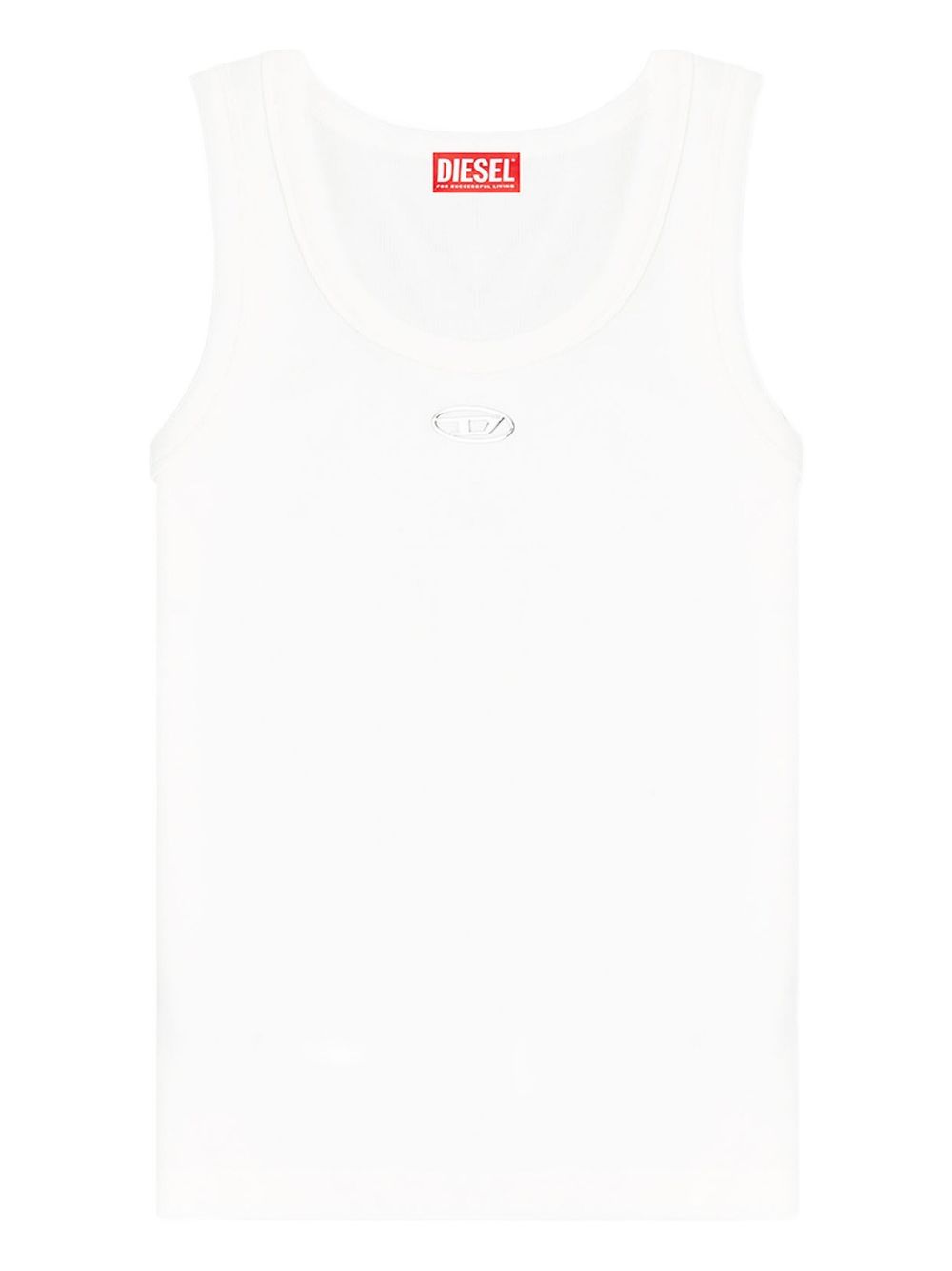 Diesel Cotton Ribbed Tank Top White