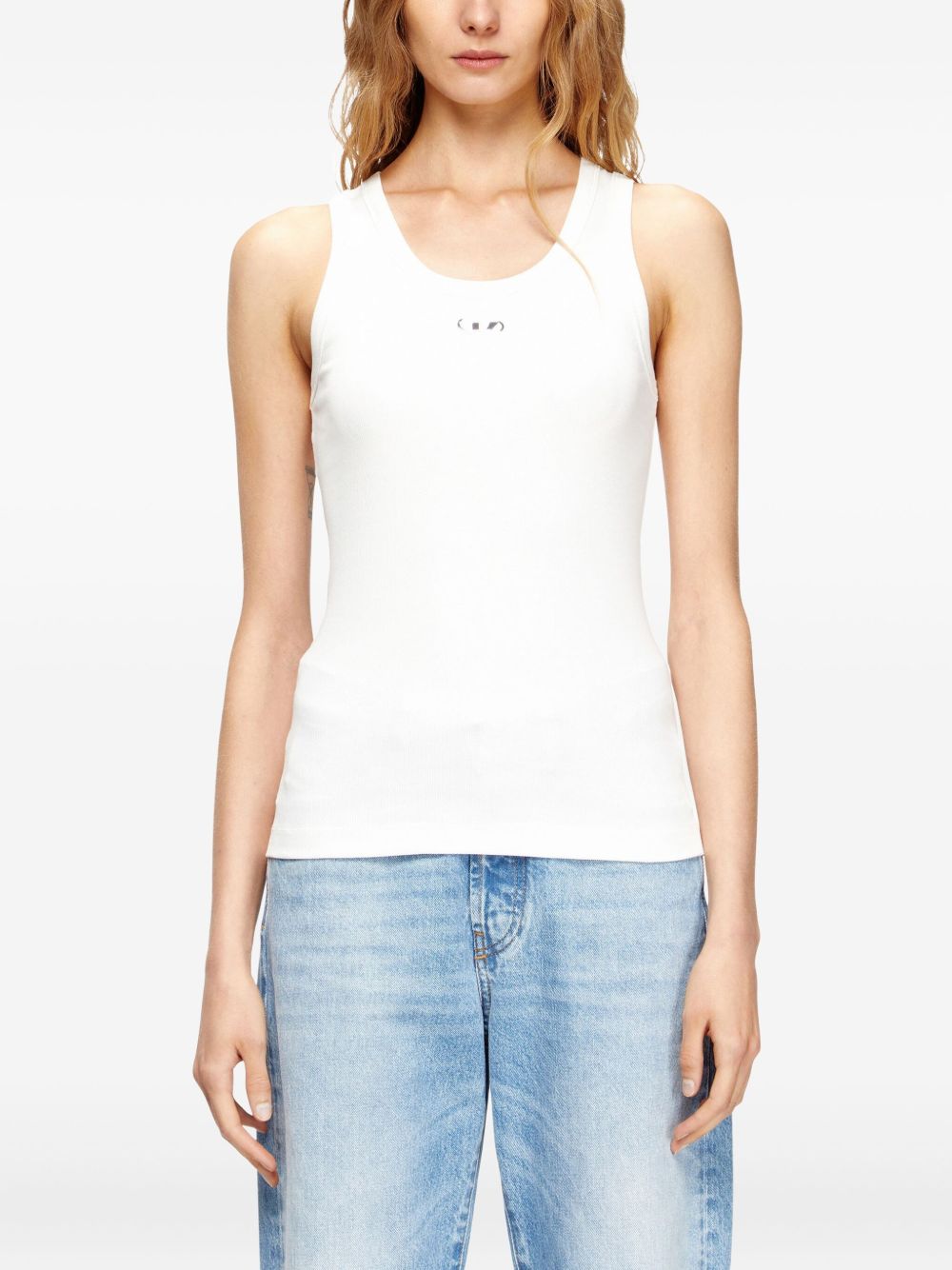 Diesel Cotton Ribbed Tank Top White