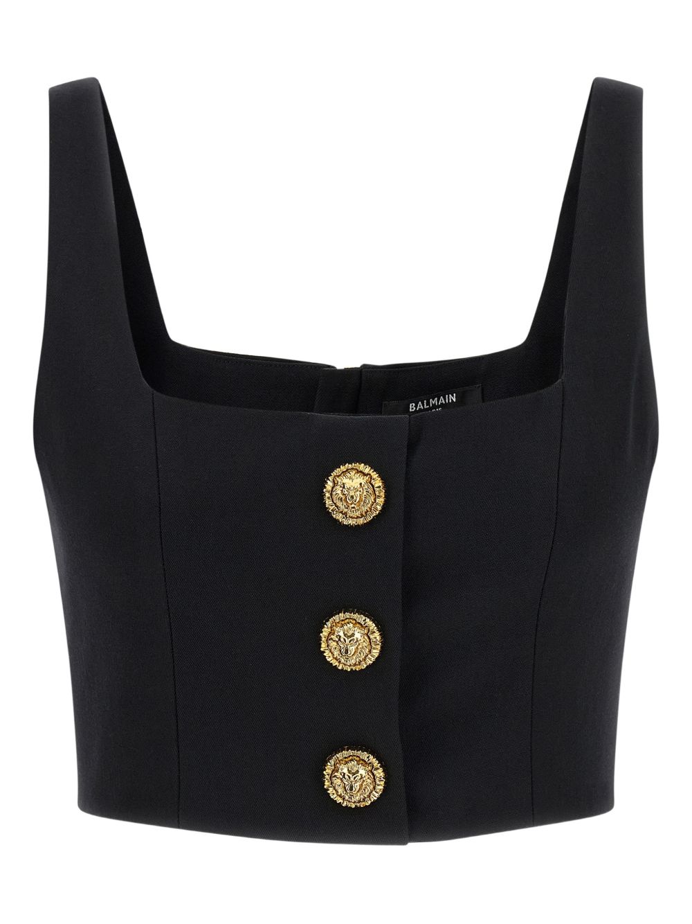 Balmain Cropped Wool Bralette Top Black